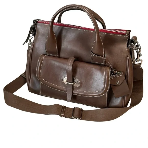 Dooney & Bourke Toscana Brown Leather Satchel Bag - Picture 1 of 16